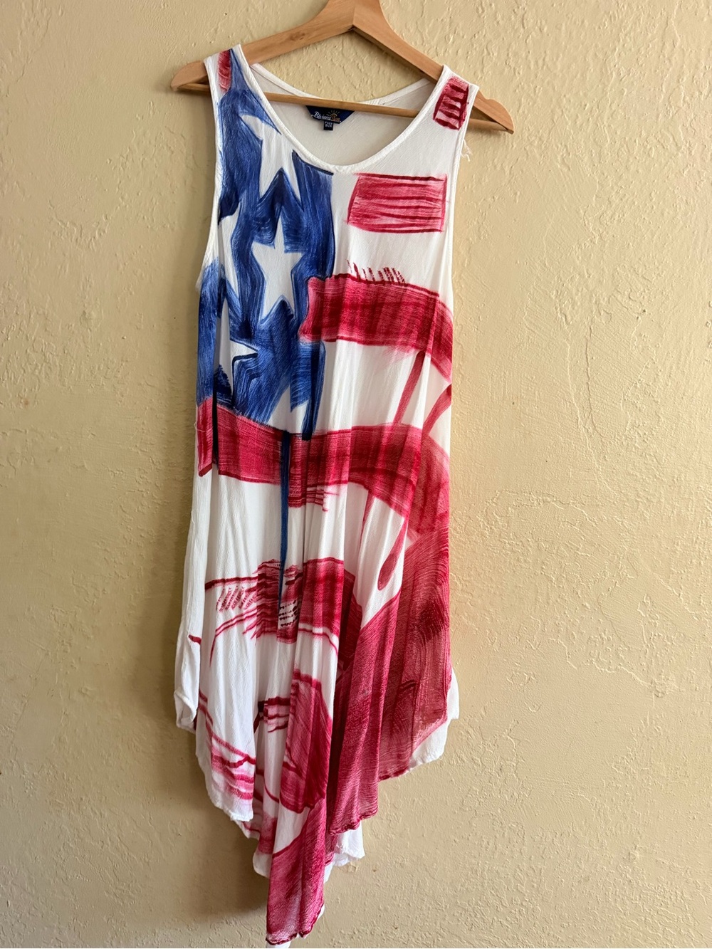 Riviera Asymmetrical Tank Dress in Red, Blue & White